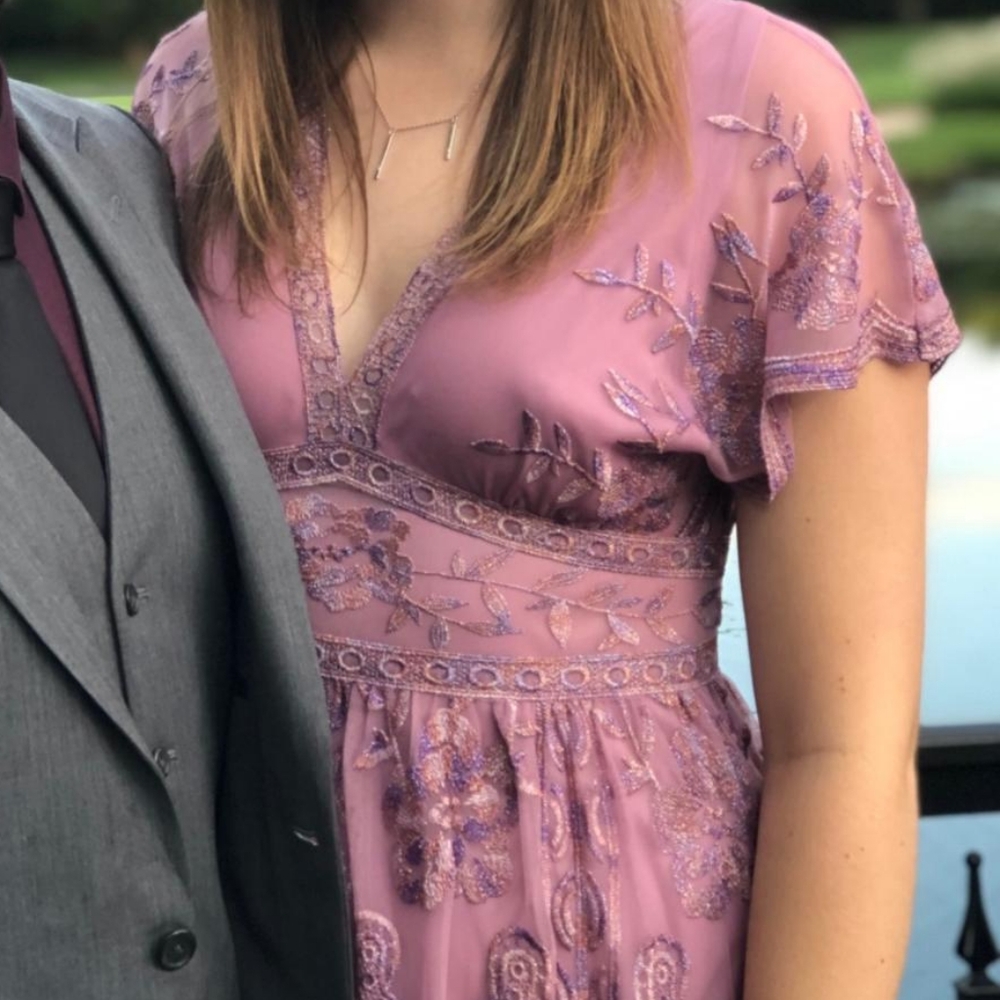 Dusty Rose Embroidered V-Neck Maxi Dress - Picture 12 of 12